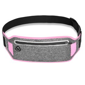 Running Belt Bag Sports Waist Pack Waterproof Adjustable Running Waist Pouch Ultra Slim (Option: HPink)