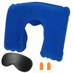 Travel Pillow Inflatable U Shape Neck Pillow Neck Support Head Rest Office Nap Car Airplane Cushion (Option: Blue)