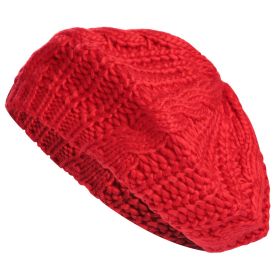 Knit Beret Hat Winter Warm Hat Women Men Skull Cap Beanie 7 Colors (Option: Red)