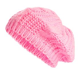 Knit Beret Hat Winter Warm Hat Women Men Skull Cap Beanie 7 Colors (Option: Pink)