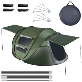 5-8 Person Pop Up Tent Automatic Setup Camping Tent Waterproof Instantåtup Tent with 4 Tent Poles 2 Mosquito Net Windows Carrying Bag for Hiking Cli (Option: Pro_Green_5_8)