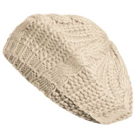 Knit Beret Hat Winter Warm Hat Women Men Skull Cap Beanie 7 Colors (Option: Beige)