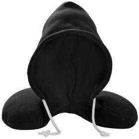 U-Shaped Travel Pillow Neck Pillow with Cap Cervical Pillow Support Relax Relief Neck Pain for Office Home Sleeping (Option: BLK)