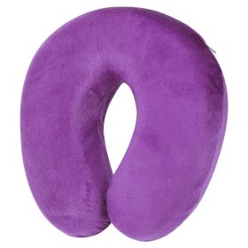 Travel Pillow U Shape Neck Pillow Memory Foam Neck Support Head Rest Office Nap Car Airplane Cushion (Option: Purple)
