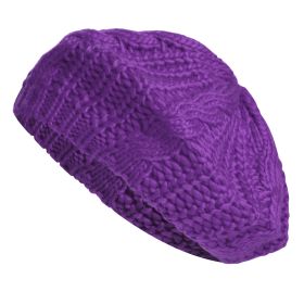 Knit Beret Hat Winter Warm Hat Women Men Skull Cap Beanie 7 Colors (Option: Purple)
