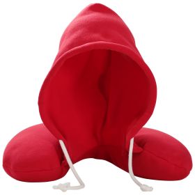 U-Shaped Travel Pillow Neck Pillow with Cap Cervical Pillow Support Relax Relief Neck Pain for Office Home Sleeping (Option: Red)