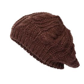 Knit Beret Hat Winter Warm Hat Women Men Skull Cap Beanie 7 Colors (Option: Brown)