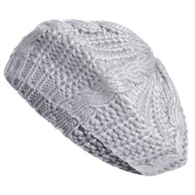 Knit Beret Hat Winter Warm Hat Women Men Skull Cap Beanie 7 Colors (Option: LightGray)