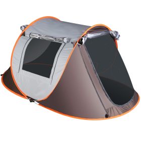 3-4 Person Pop Up Tent Automatic Setup Camping Tent Waterproof Instantåtup Tent with 2 Mosquito Net Windows Carrying Bag for Hiking Climbing Adventu (Option: Khaki_3_4Person)