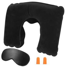 Travel Pillow Inflatable U Shape Neck Pillow Neck Support Head Rest Office Nap Car Airplane Cushion (Option: Black)