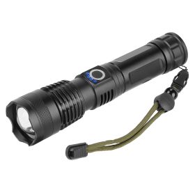 Tactical LED Flashlight Zoomable Rechargeable Search Light Torch 50000LM with 5Modes SOS Night Light For Night Walking Adventures (Color: Black, size: One size)